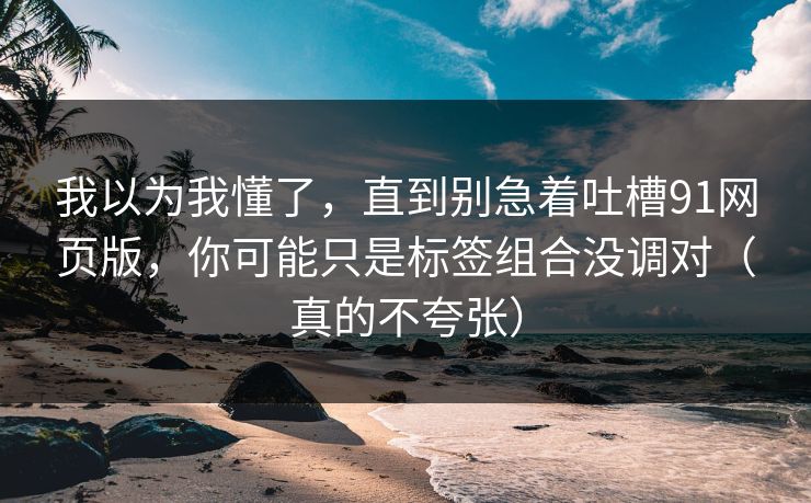 我以为我懂了，直到别急着吐槽91网页版，你可能只是标签组合没调对（真的不夸张）